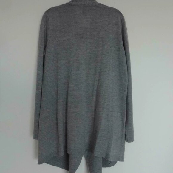 NWT EILEEN FISHER Moon Grey Fine Merino Jersey Cascading Cardigan Sweater Medium - Picture 7 of 7